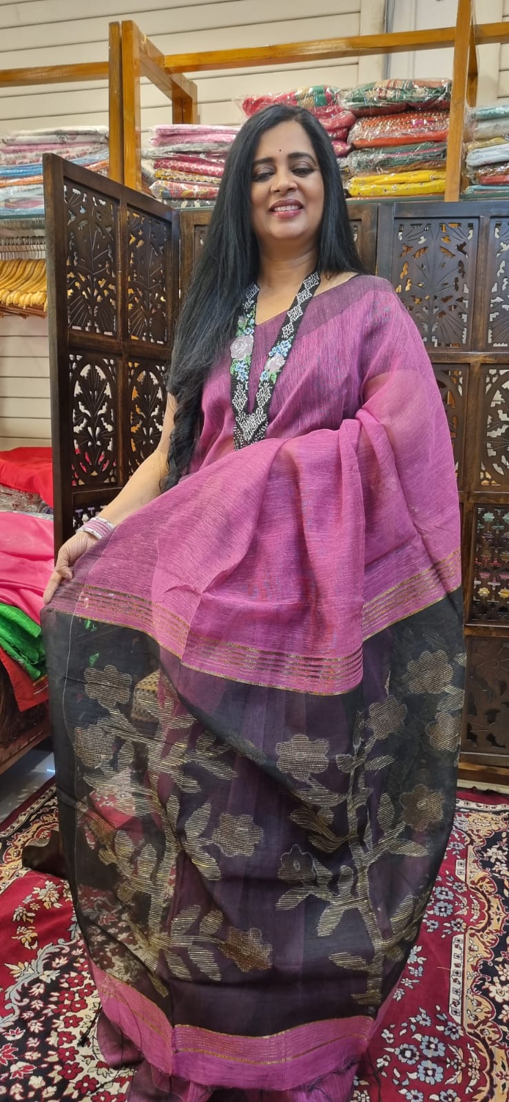 Linen Jamdani saree