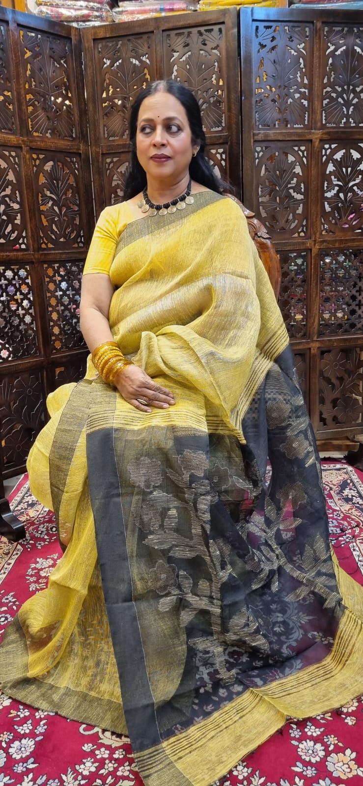 Linen Jamdani saree