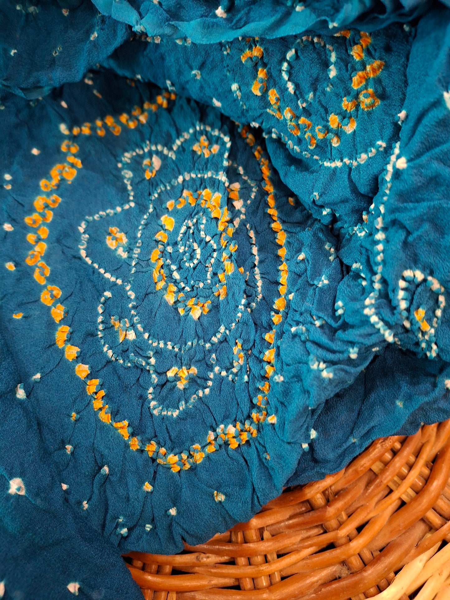 Pure crepe silk Rai Bandhej saree