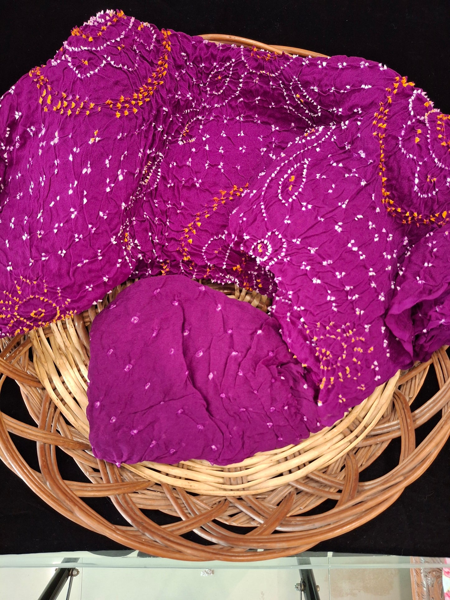 Pure crepe silk Rai Bandhej saree