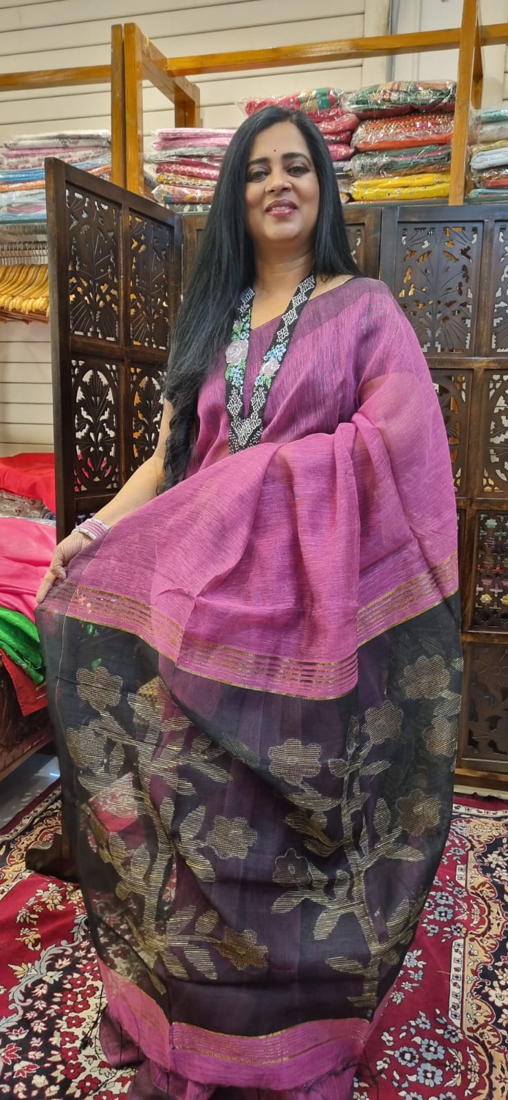 Linen Jamdani saree