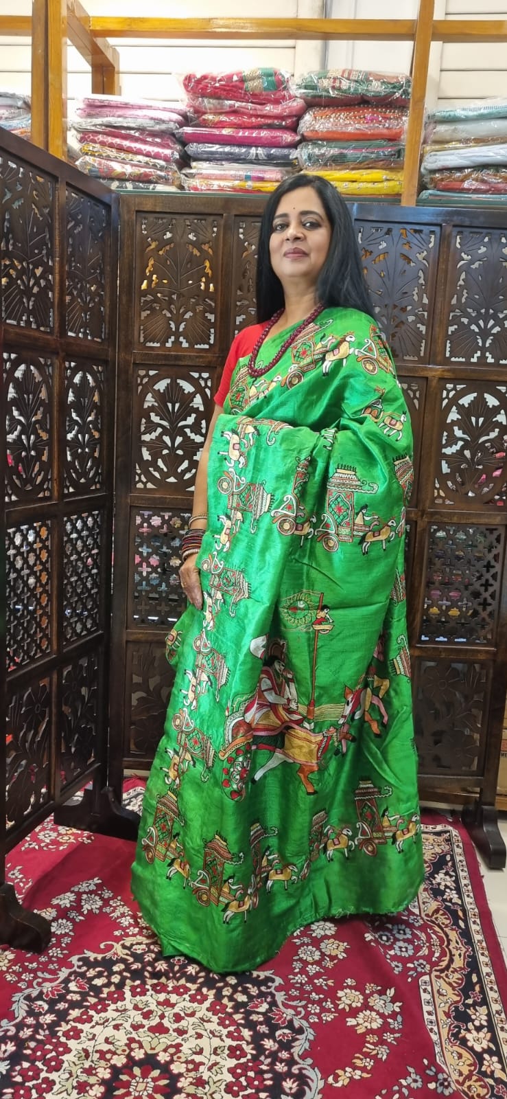 Pure Raw silk Ari hand Embroidery Sareee