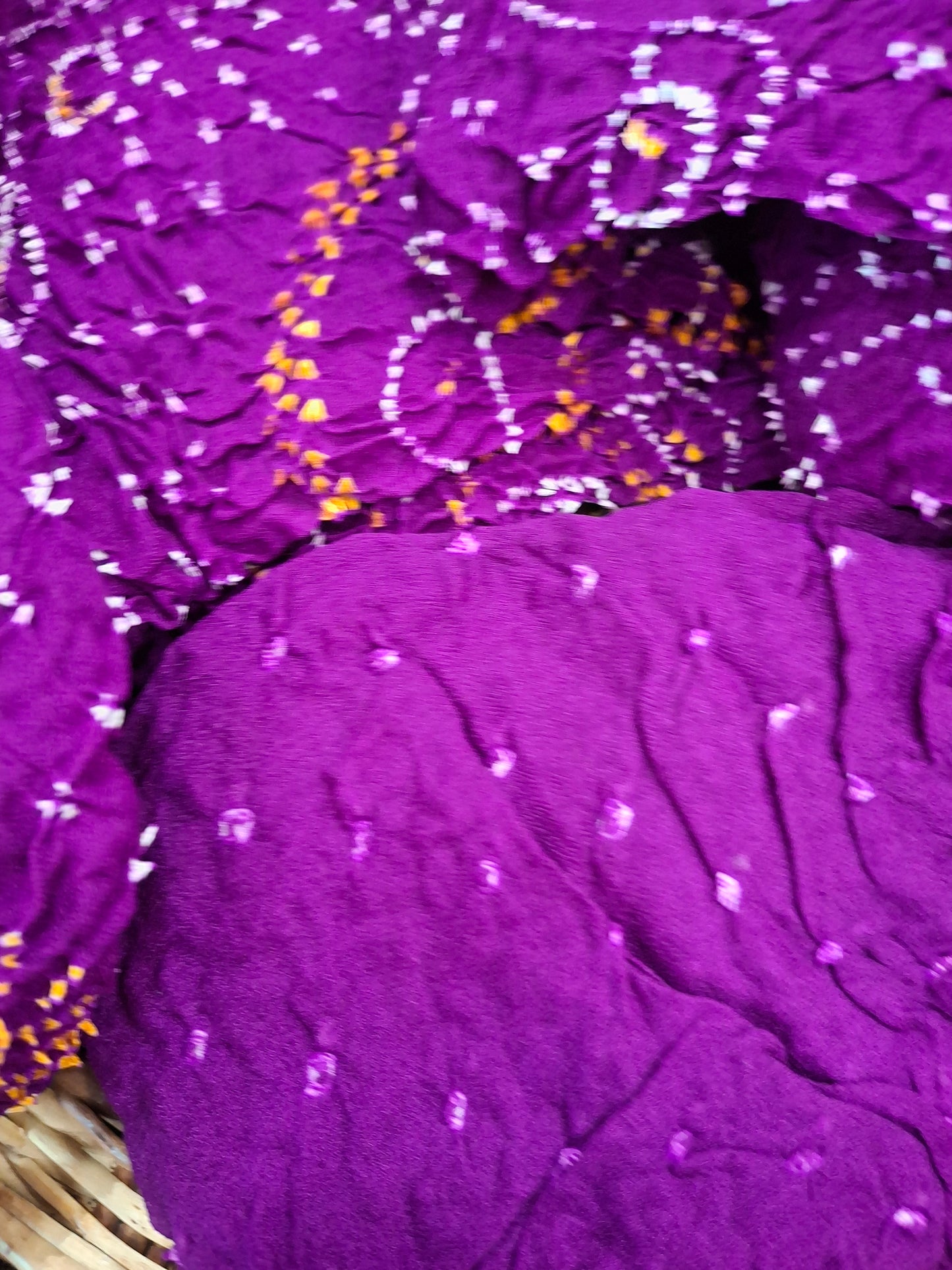 Pure crepe silk Rai Bandhej saree