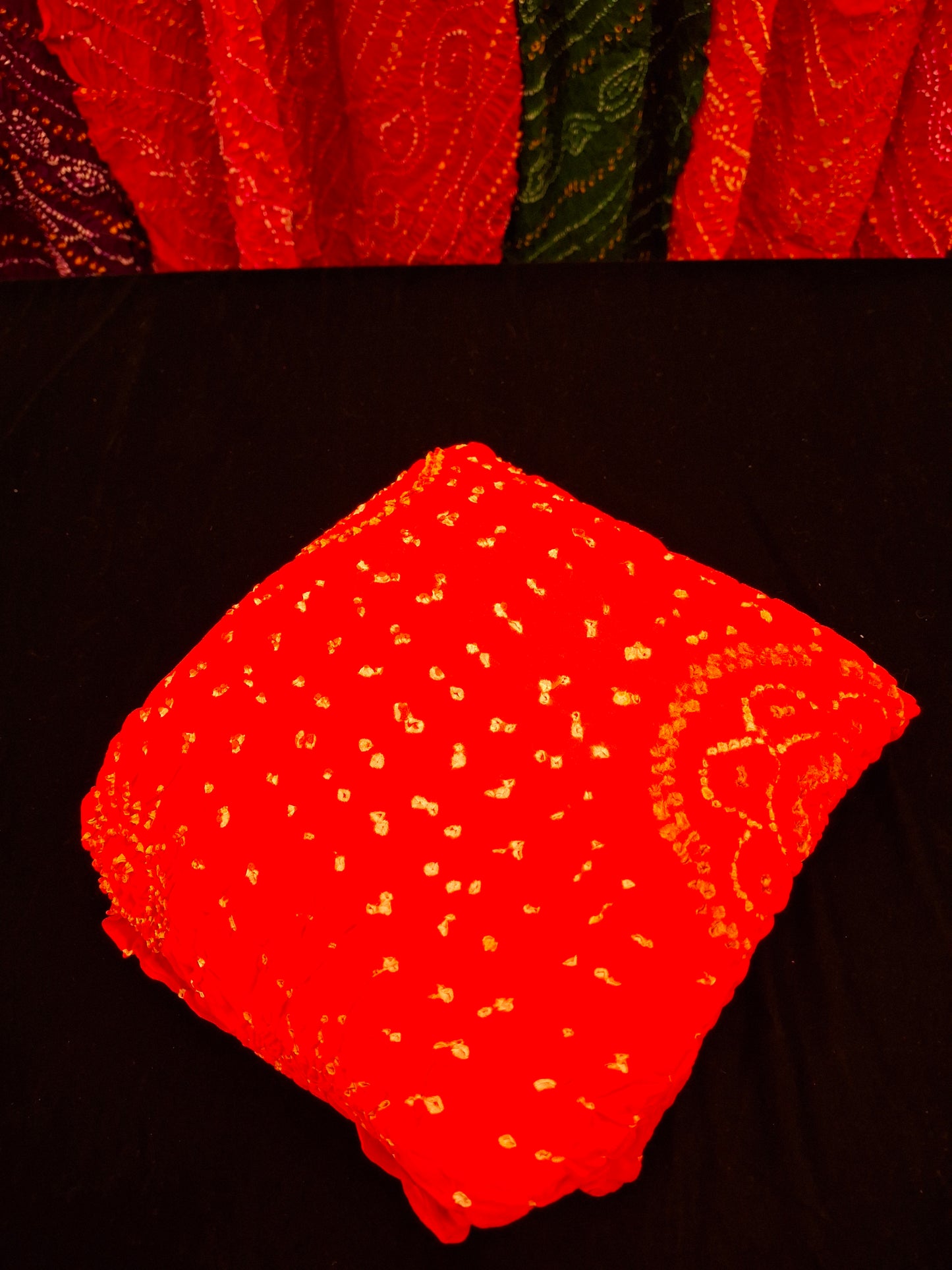 Pure crepe silk Rai Bandhej saree