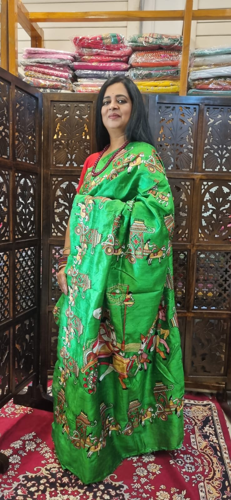 Pure Raw silk Ari hand Embroidery Sareee