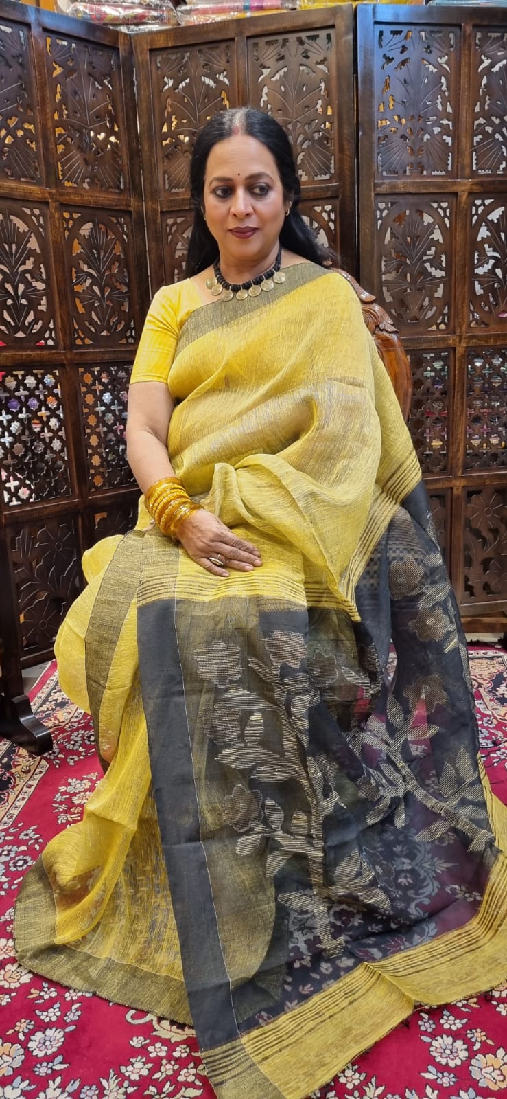 Linen Jamdani saree