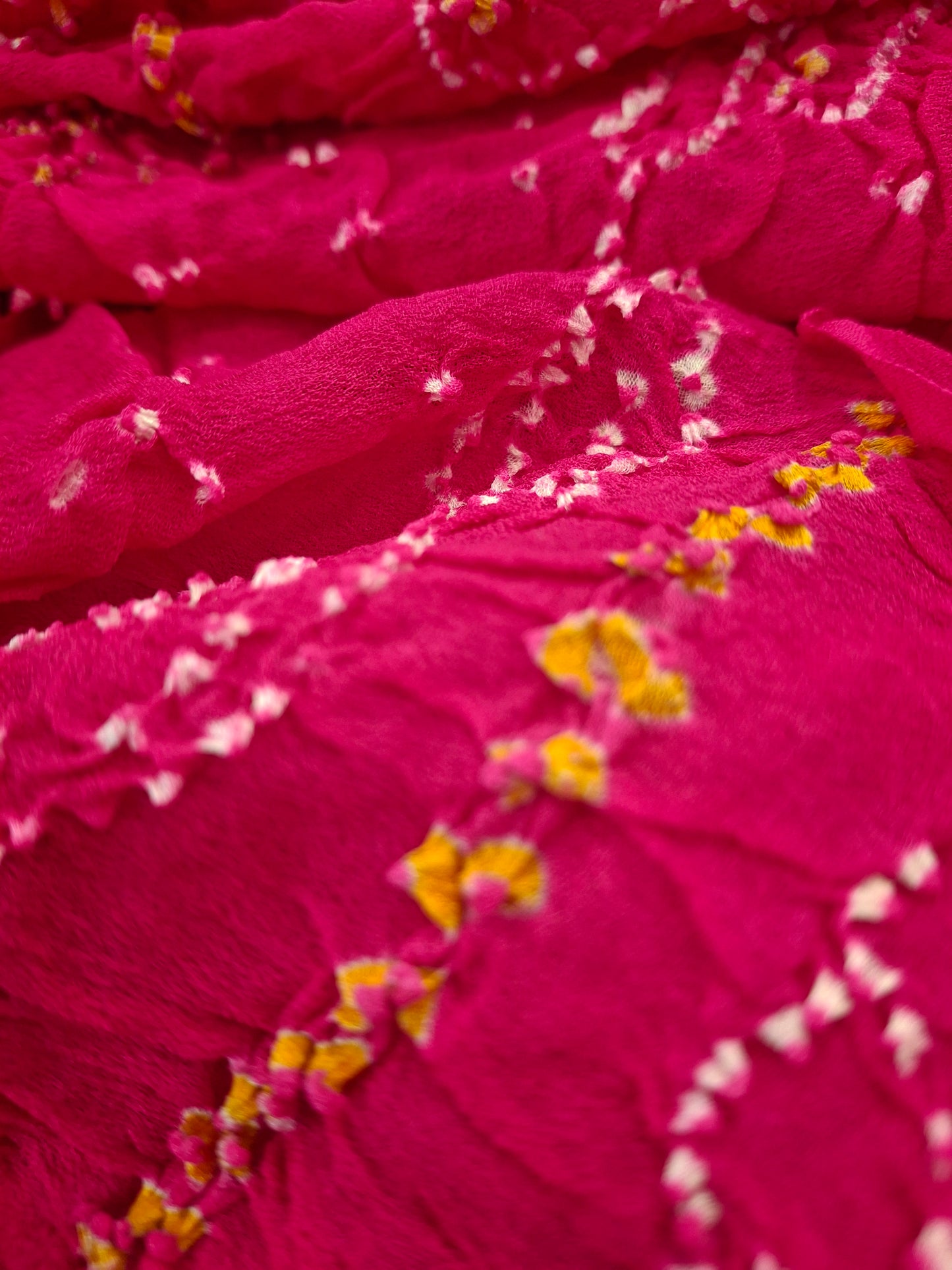 Pure crepe silk Rai Bandhej saree