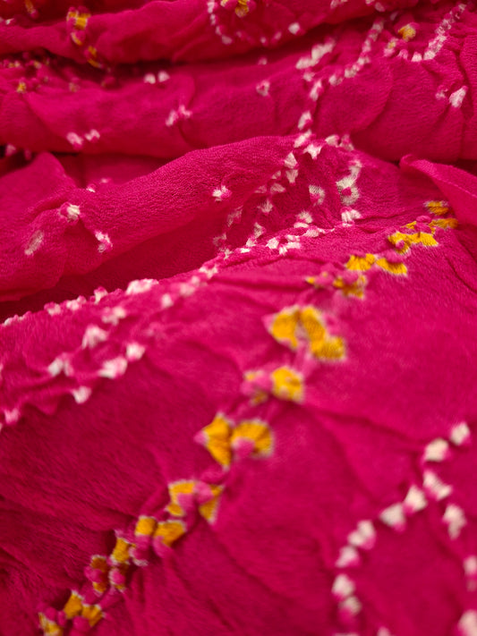 Pure crepe silk Rai Bandhej saree
