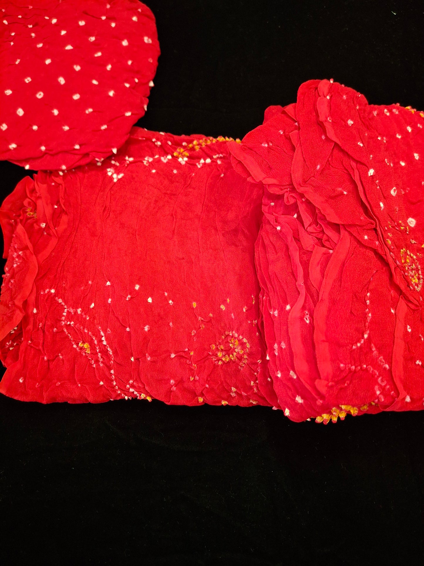 Pure crepe silk Rai Bandhej saree