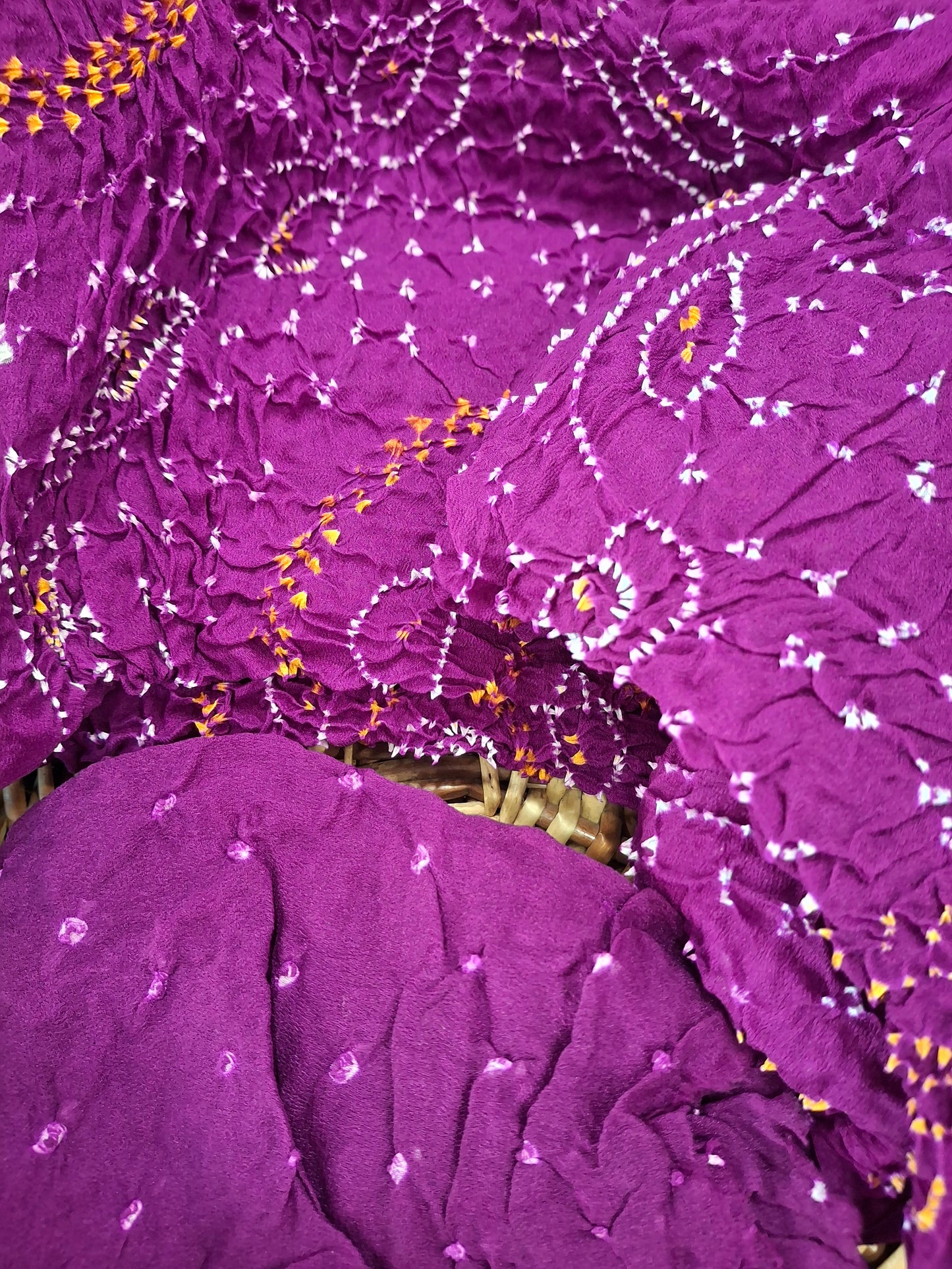 Pure crepe silk Rai Bandhej saree