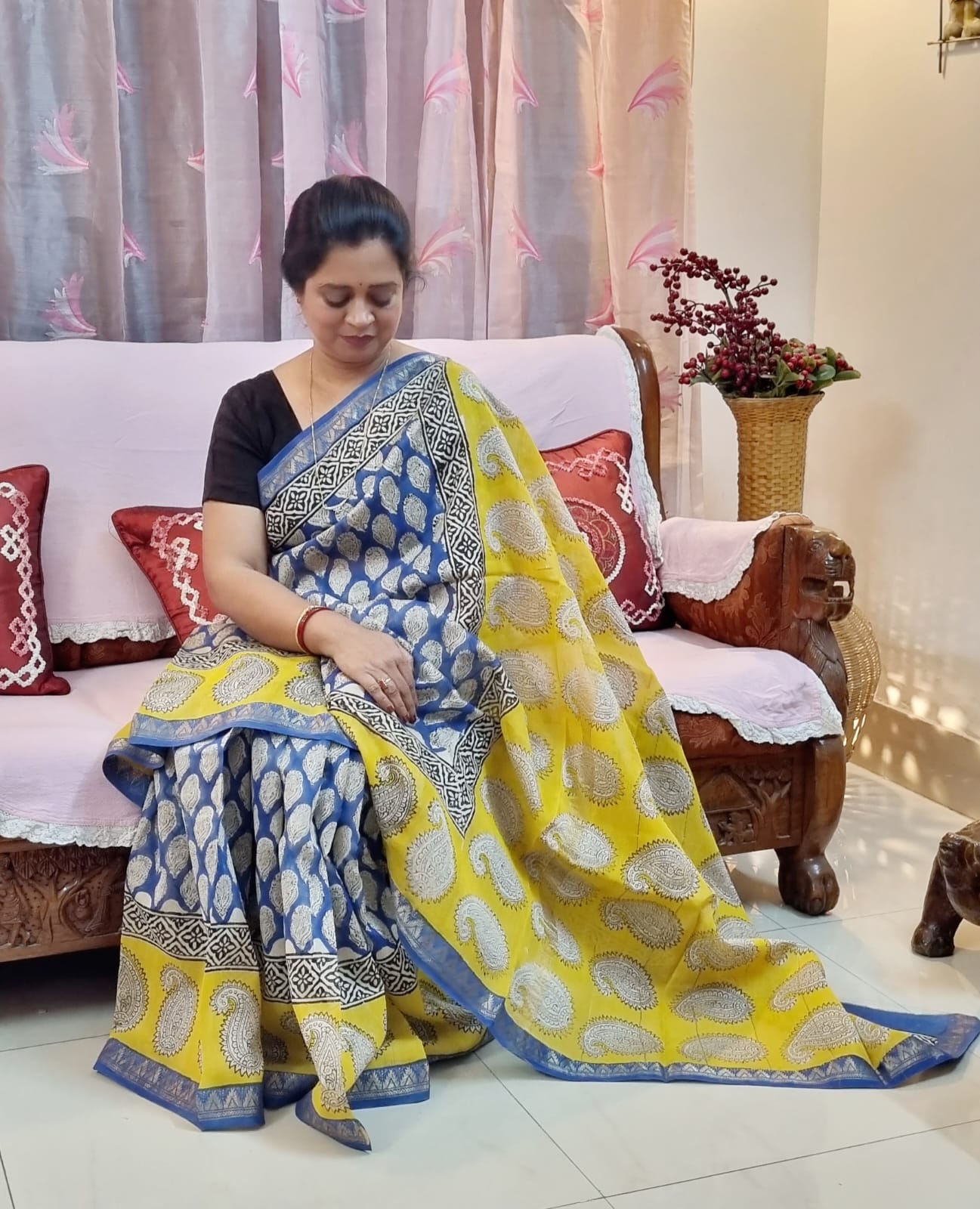 Pure Maheshwari silk saree