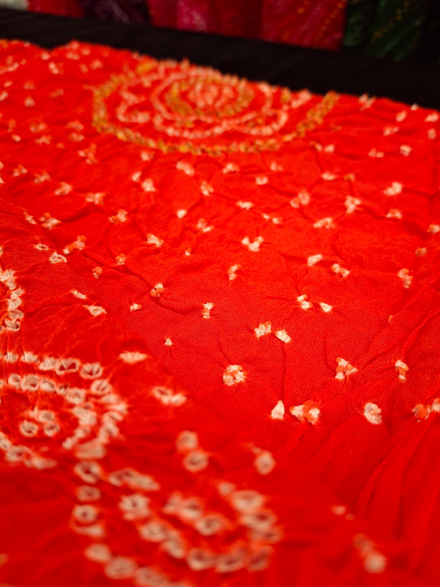 Pure crepe silk Rai Bandhej saree