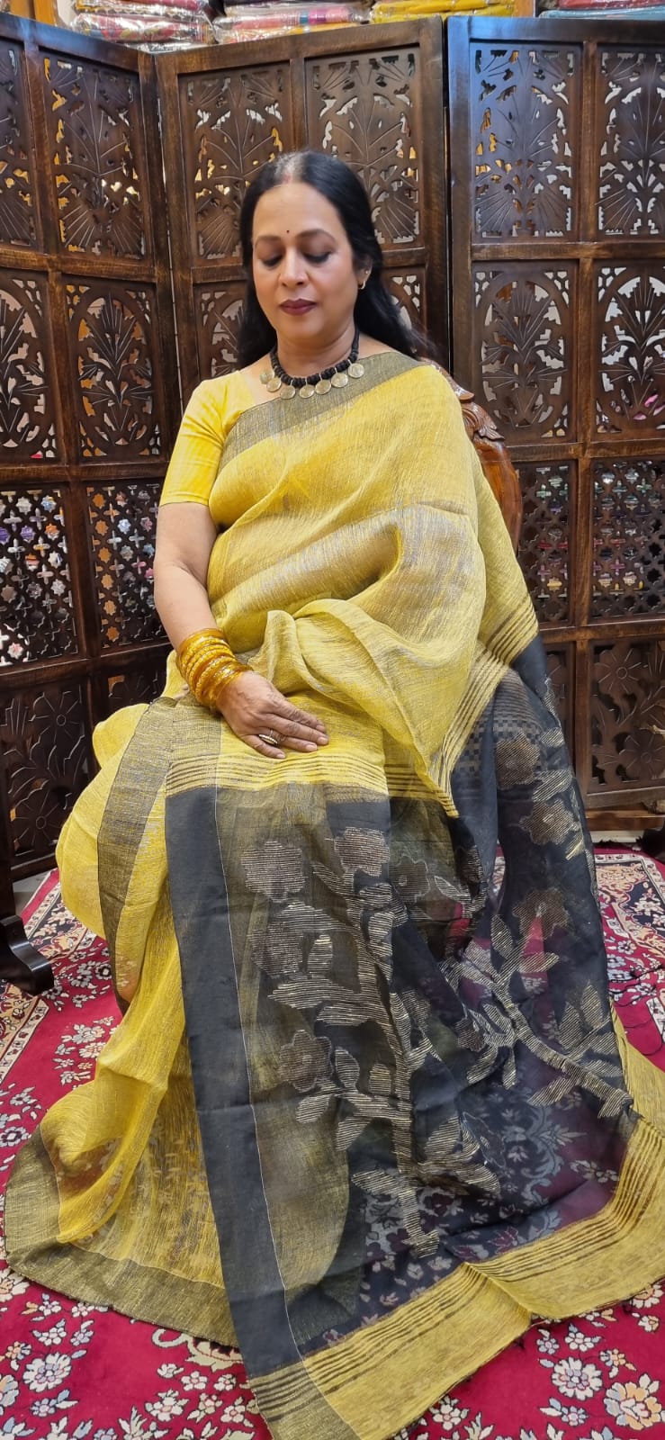 Linen Jamdani saree