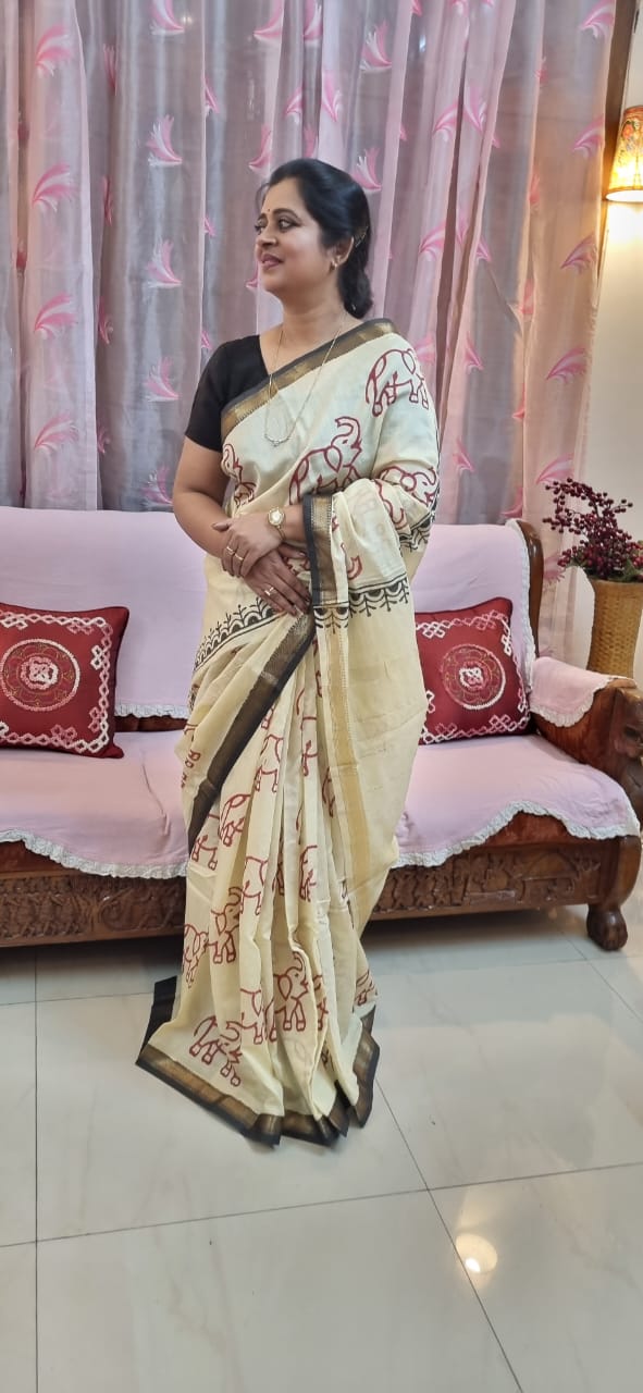Pure Maheshwari silk saree