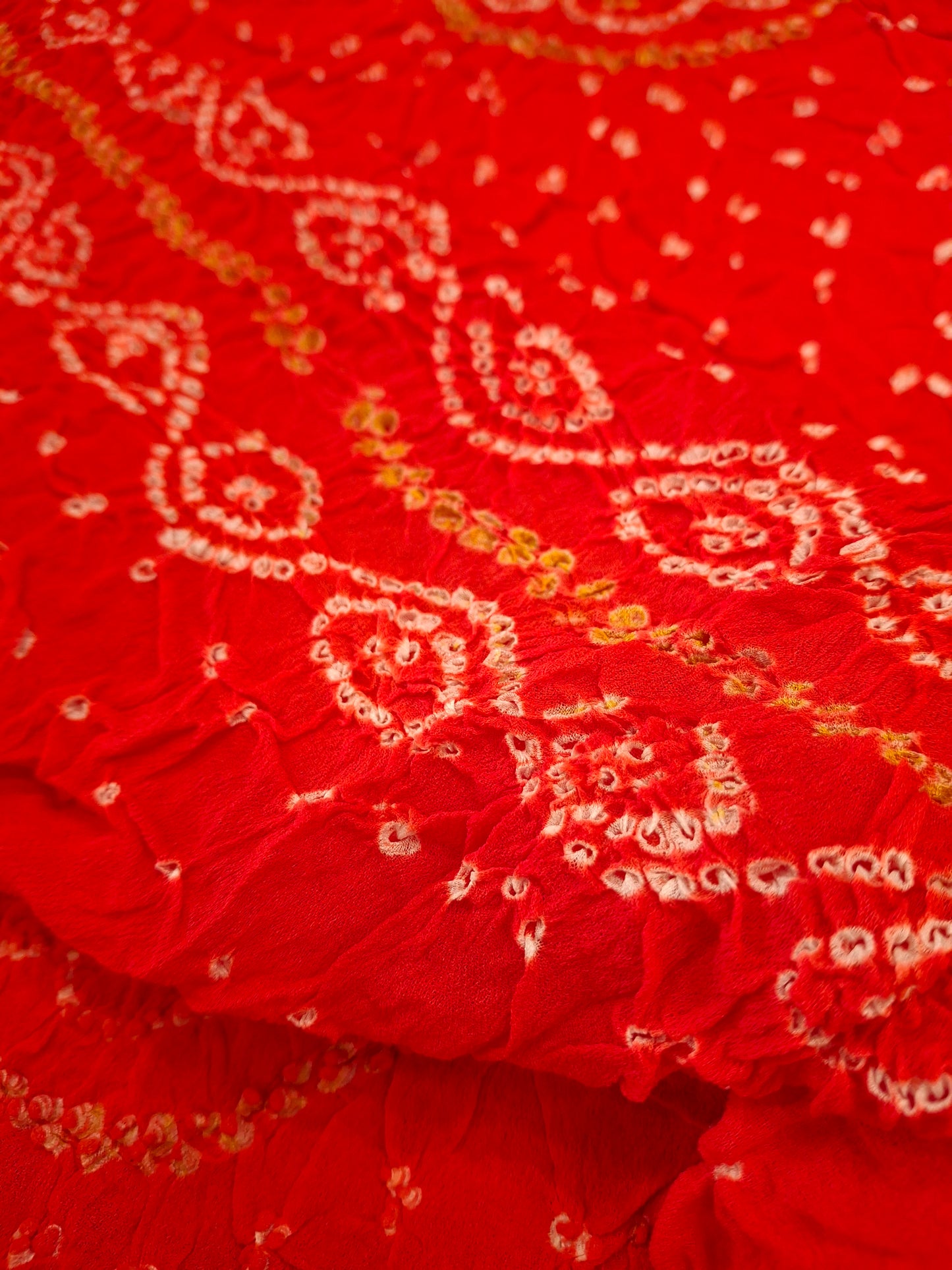 Pure crepe silk Rai Bandhej saree