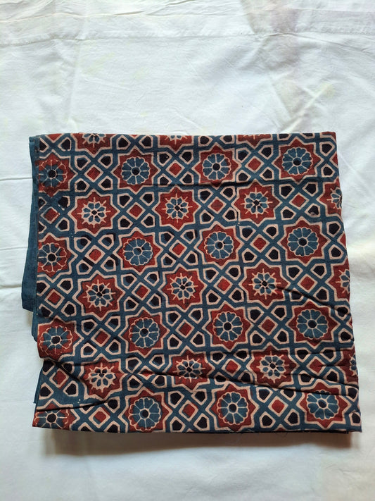 Pure Ajrak handblock print fabric rate/ Meter