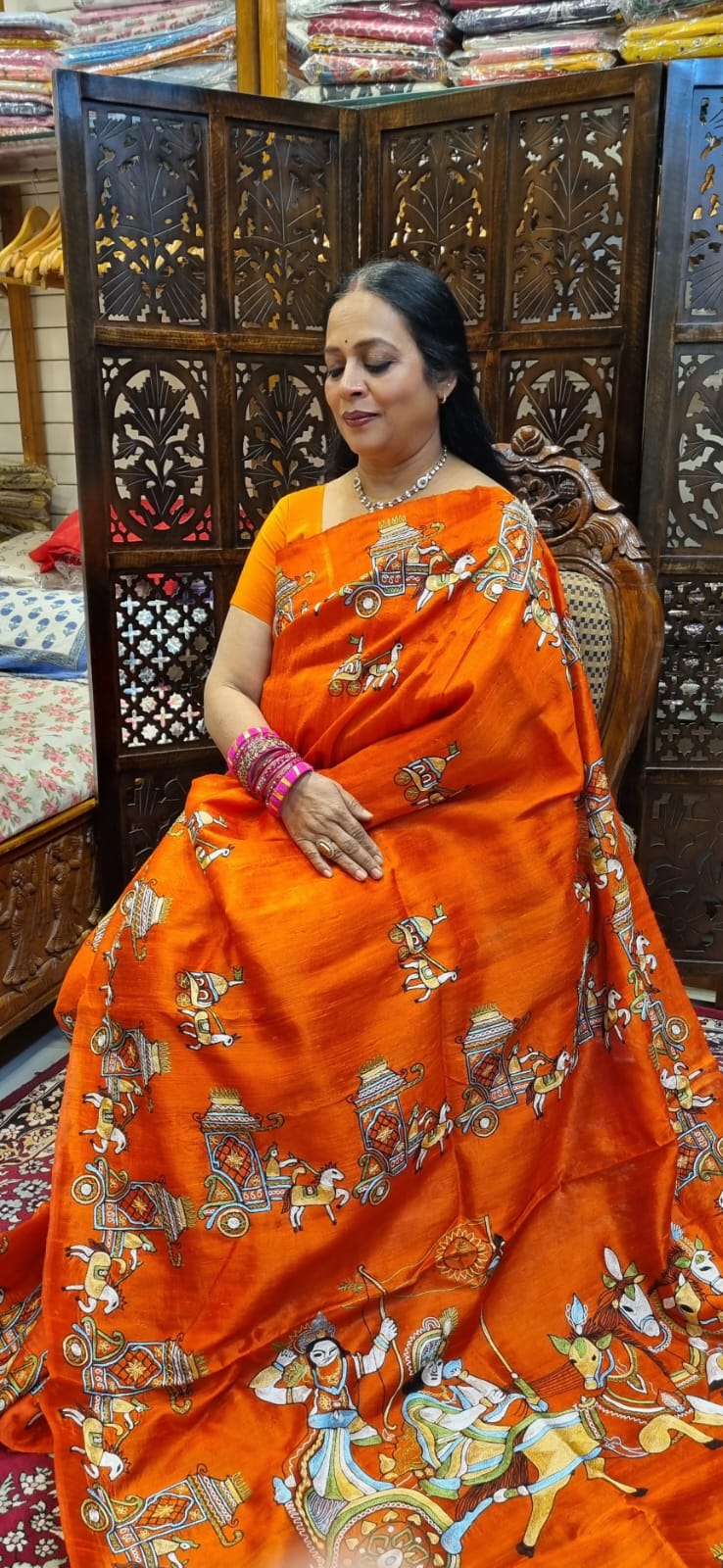 Pure Raw silk Ari  hand Embroidery saree