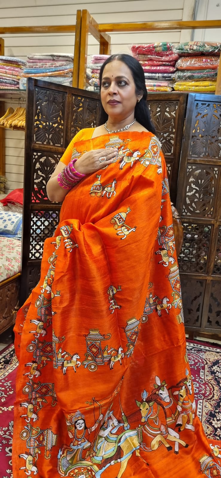 Pure Raw silk Ari  hand Embroidery saree