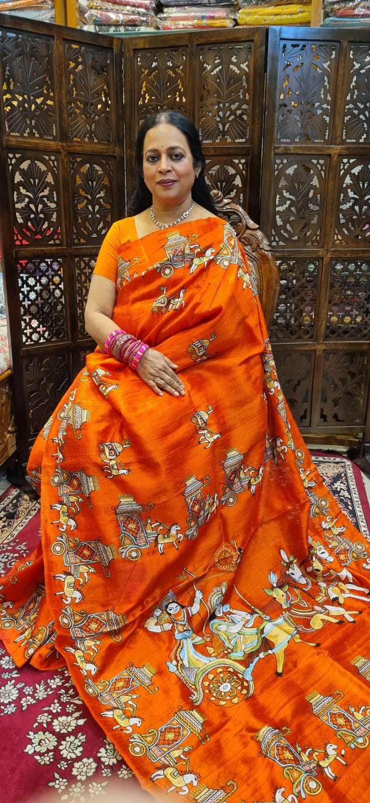 Pure Raw silk Ari  hand Embroidery saree