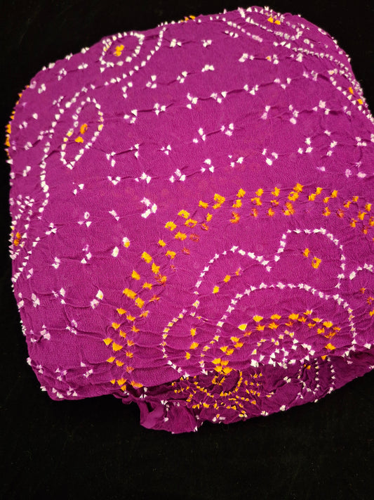 Pure crepe silk Rai Bandhej saree