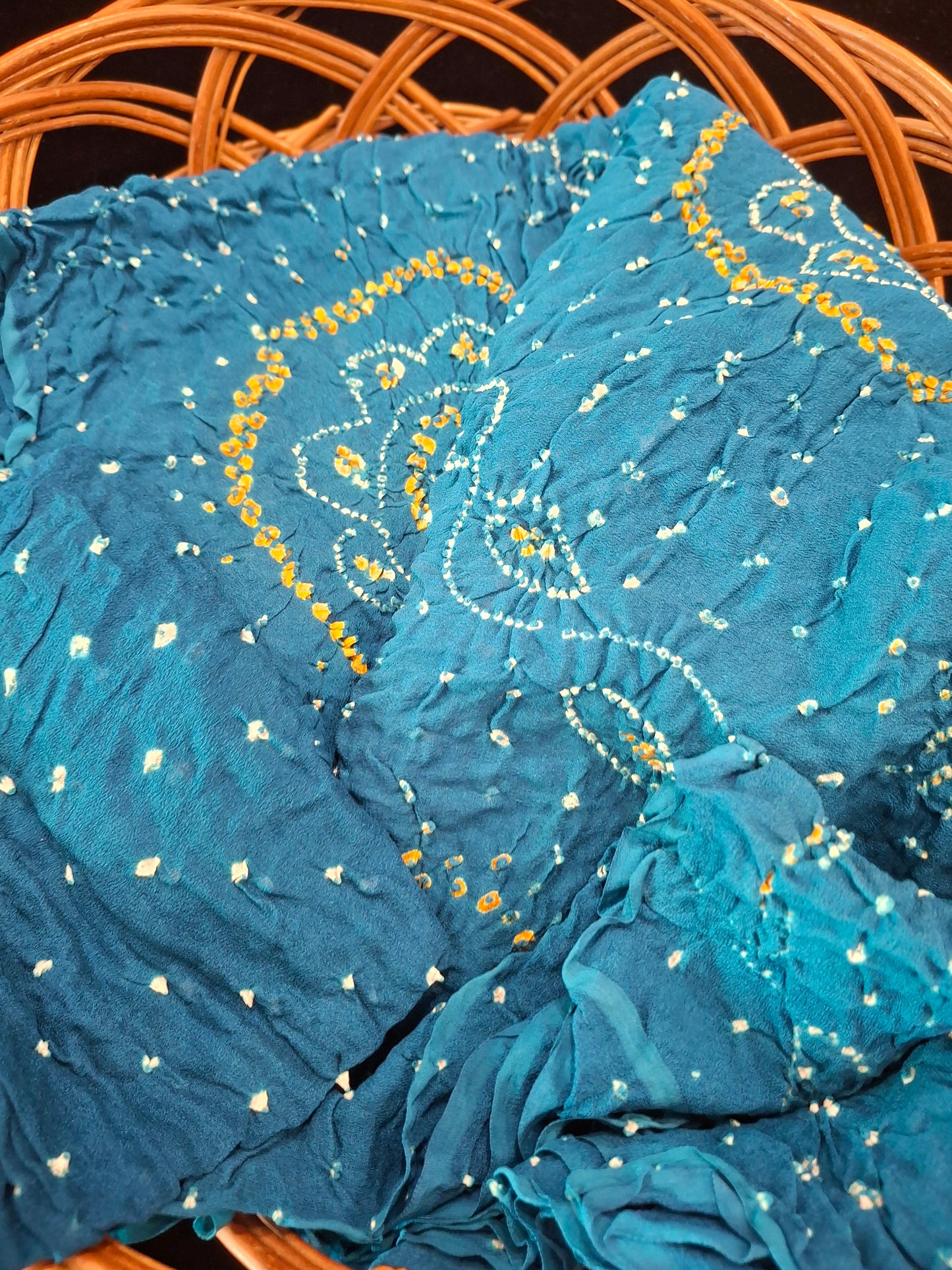 Pure crepe silk Rai Bandhej saree
