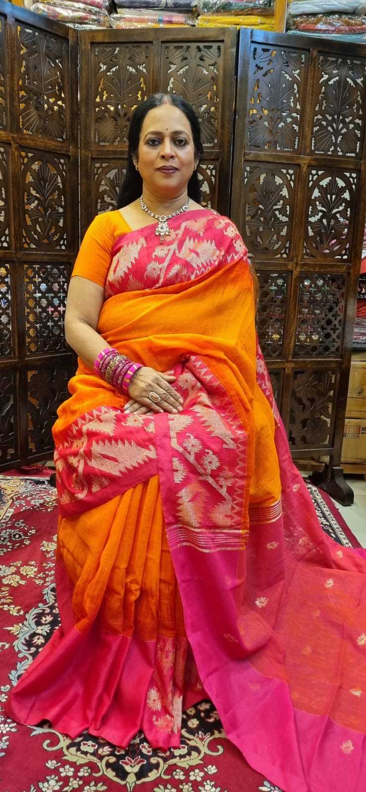 Pure Linen Jamdani saree