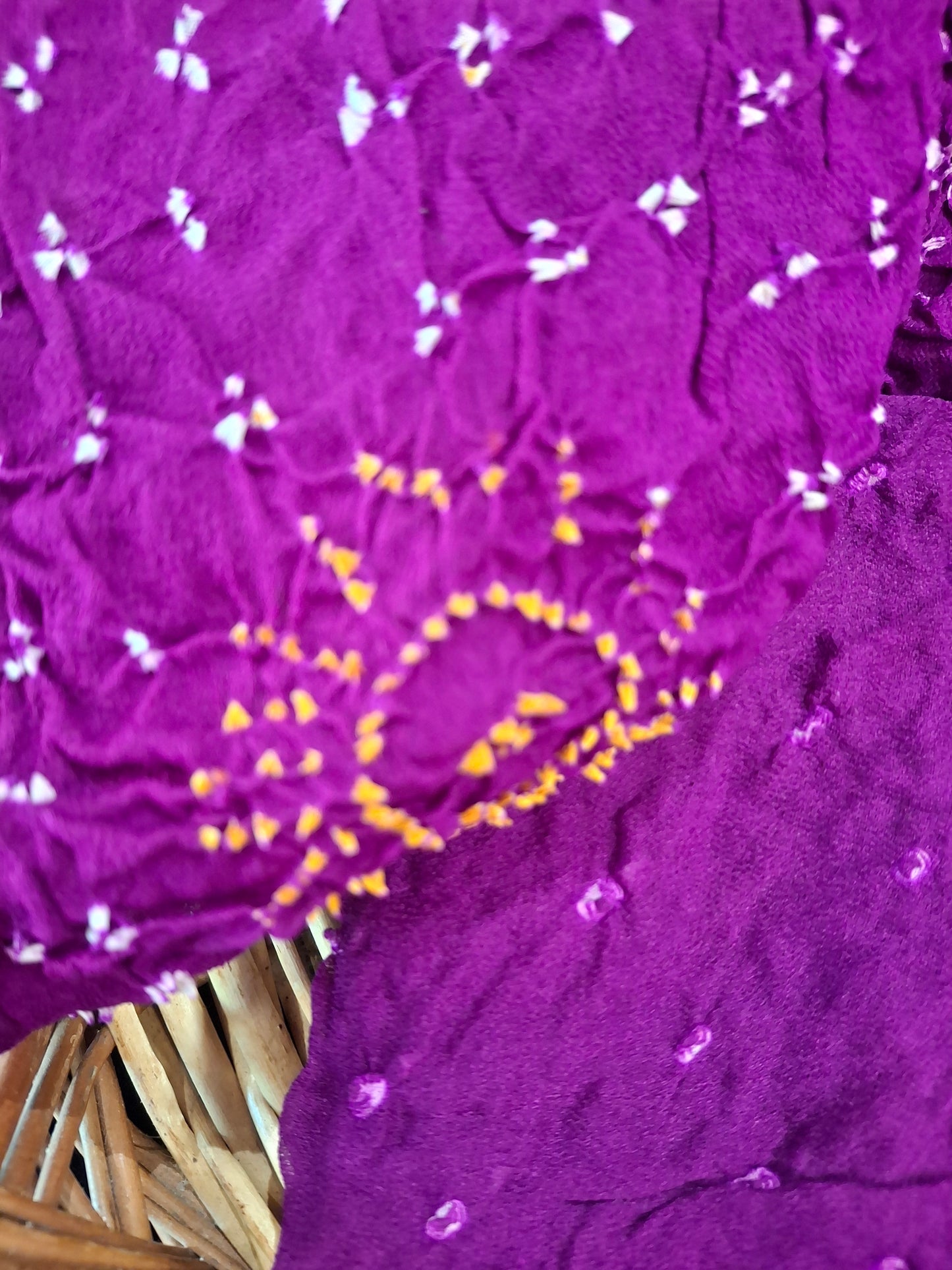 Pure crepe silk Rai Bandhej saree