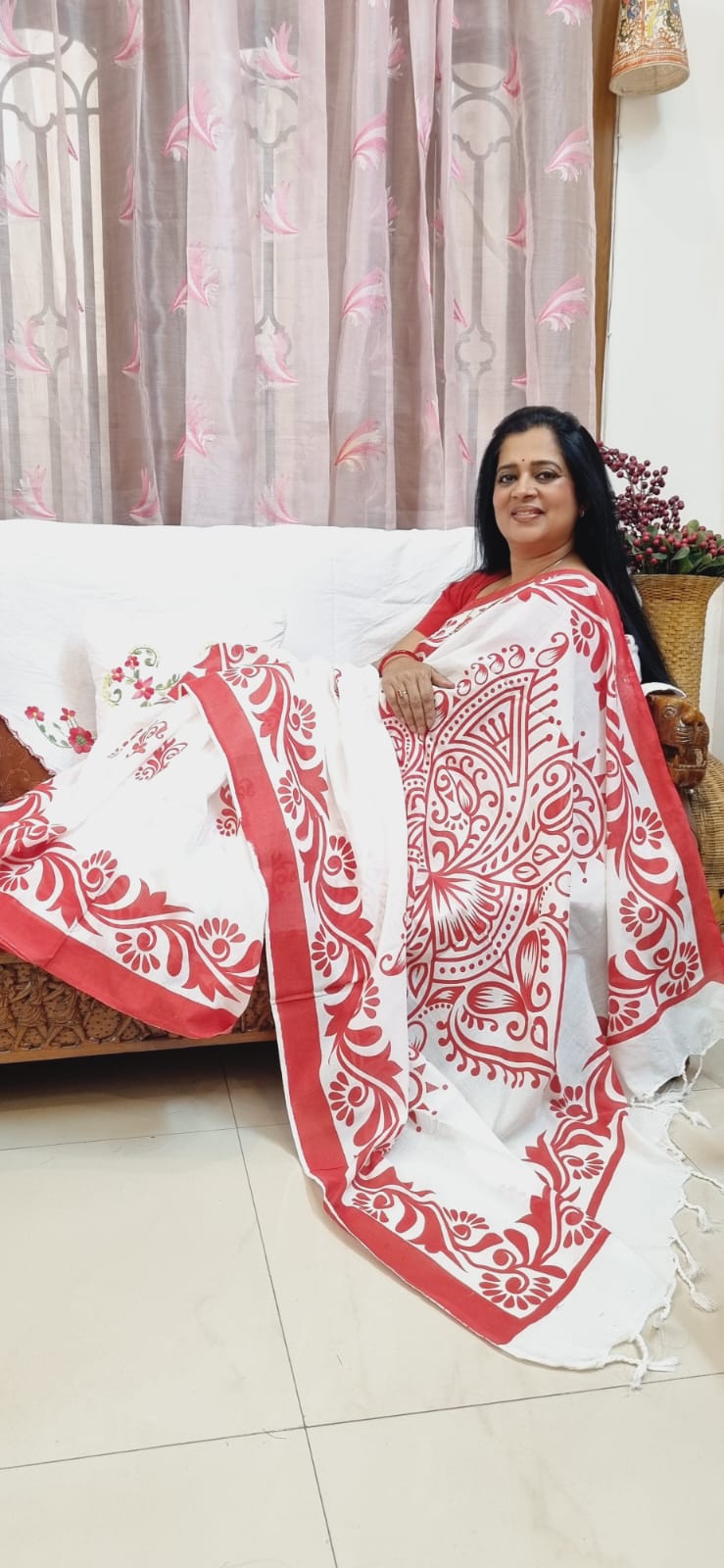 Pure Mul cotton screen printing saree