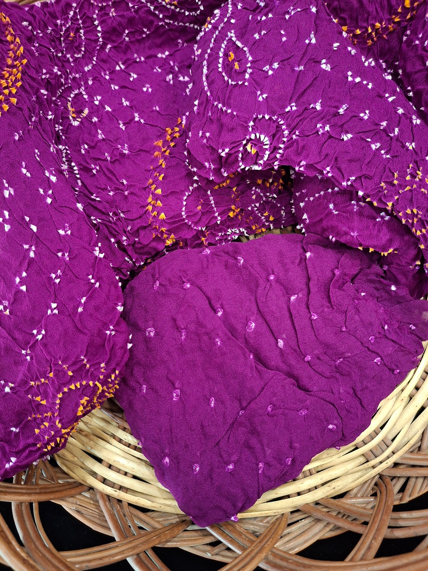 Pure crepe silk Rai Bandhej saree