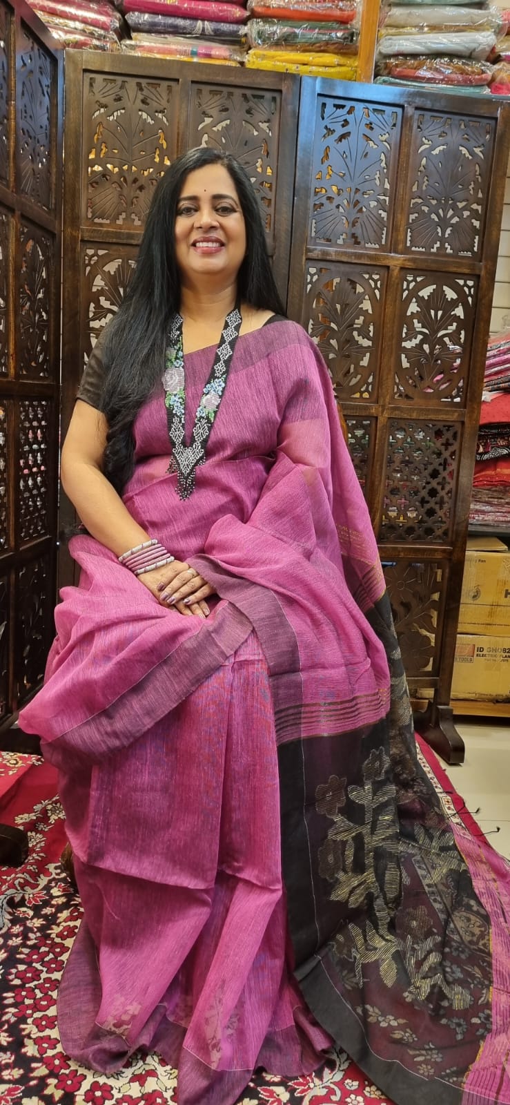 Linen Jamdani saree