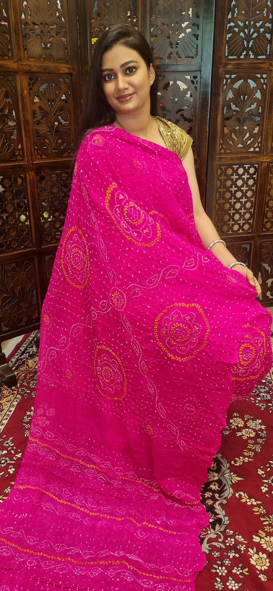 Pure Crepe silk Rai Bandhej saree