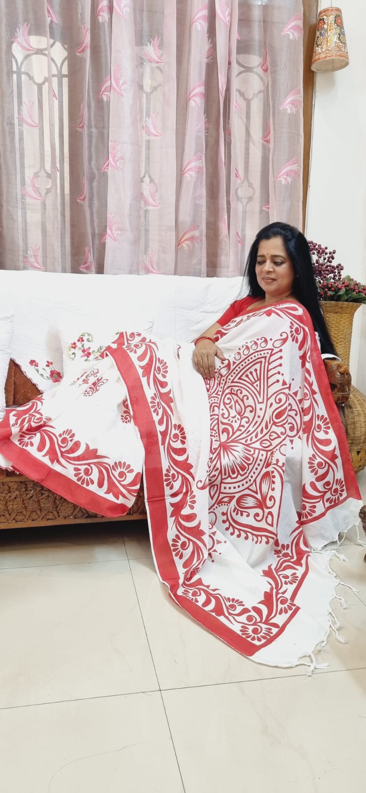Pure Mul cotton screen printing saree