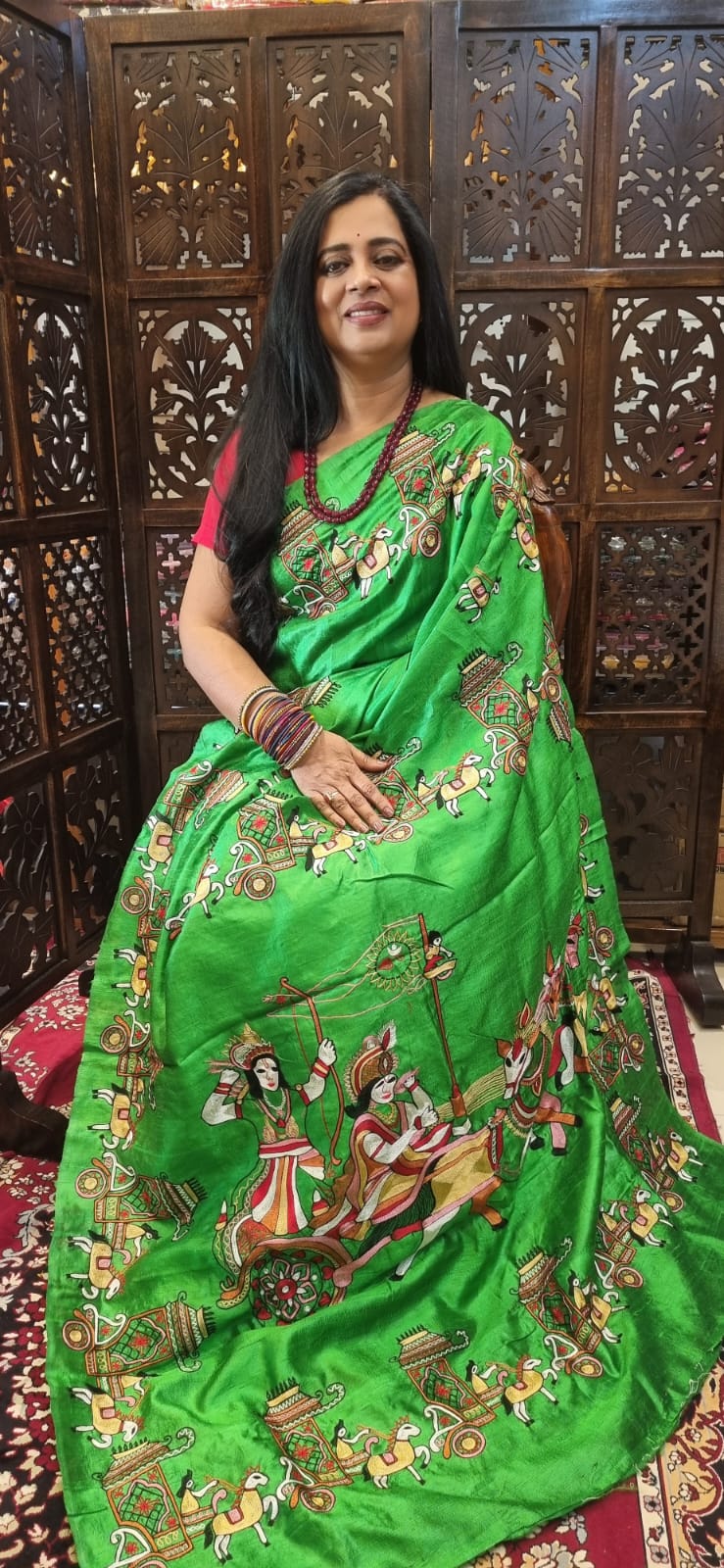 Pure Raw silk Ari hand Embroidery Sareee