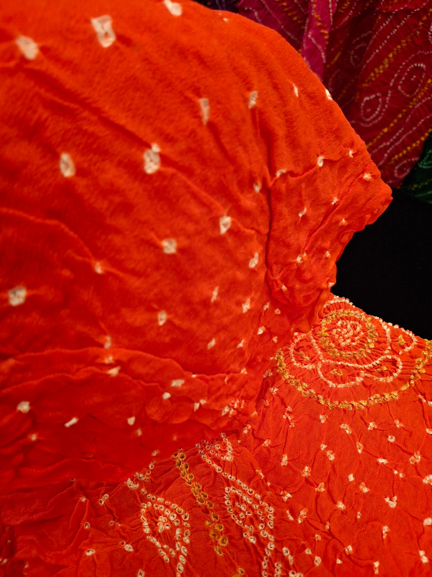 Pure crepe silk Rai Bandhej saree