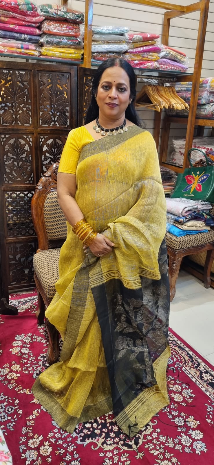Linen Jamdani saree