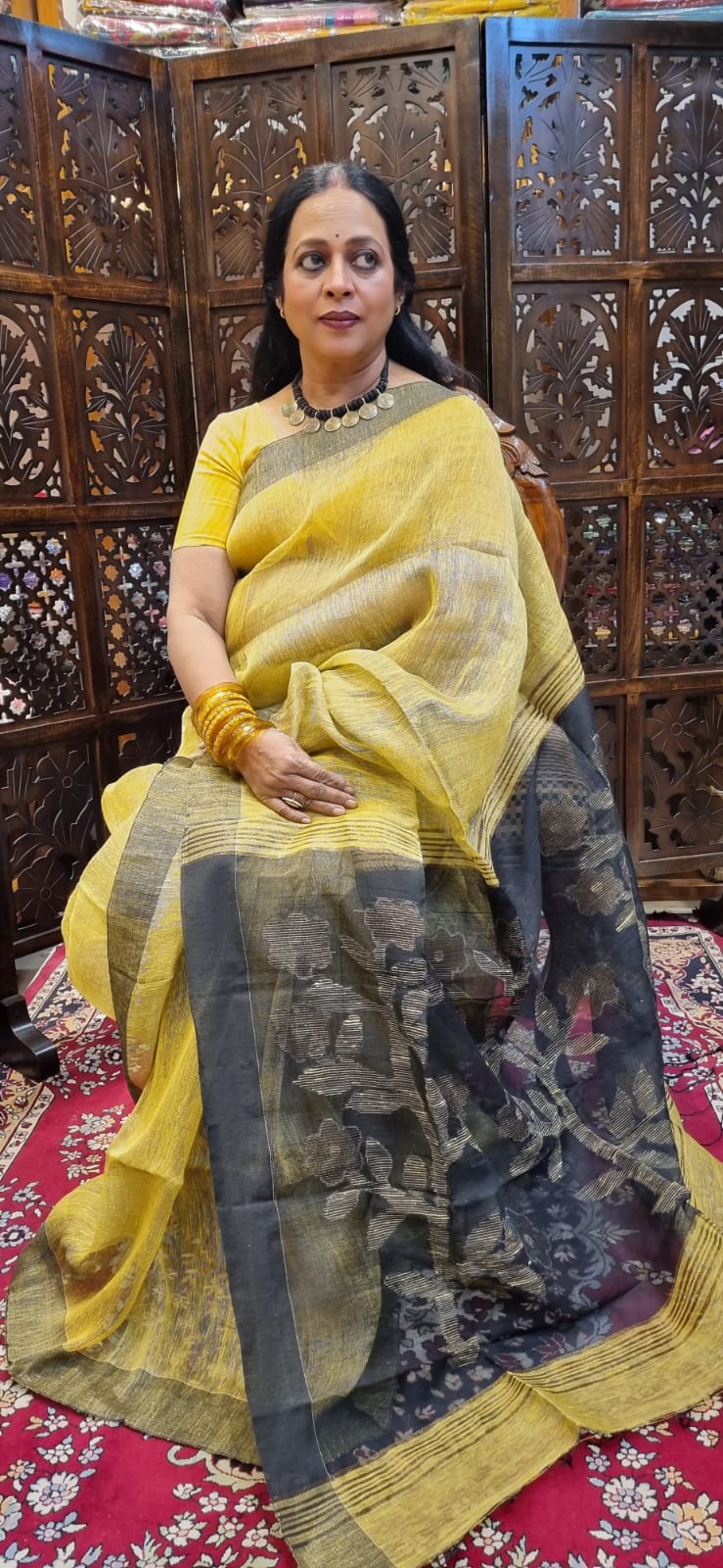 Linen Jamdani saree