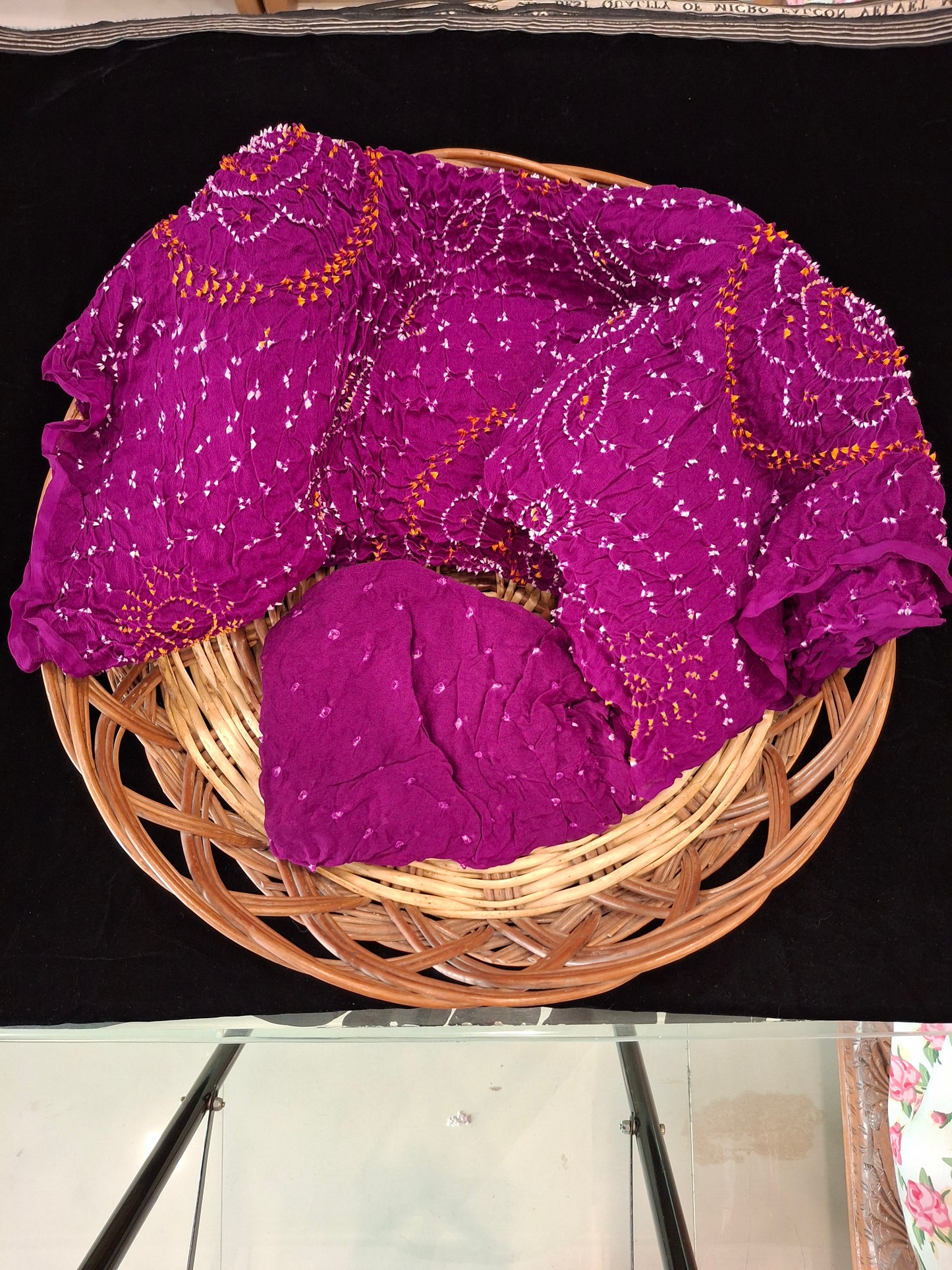 Pure crepe silk Rai Bandhej saree
