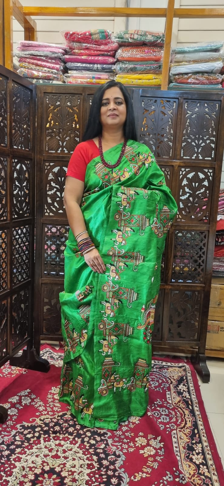 Pure Raw silk Ari hand Embroidery Sareee