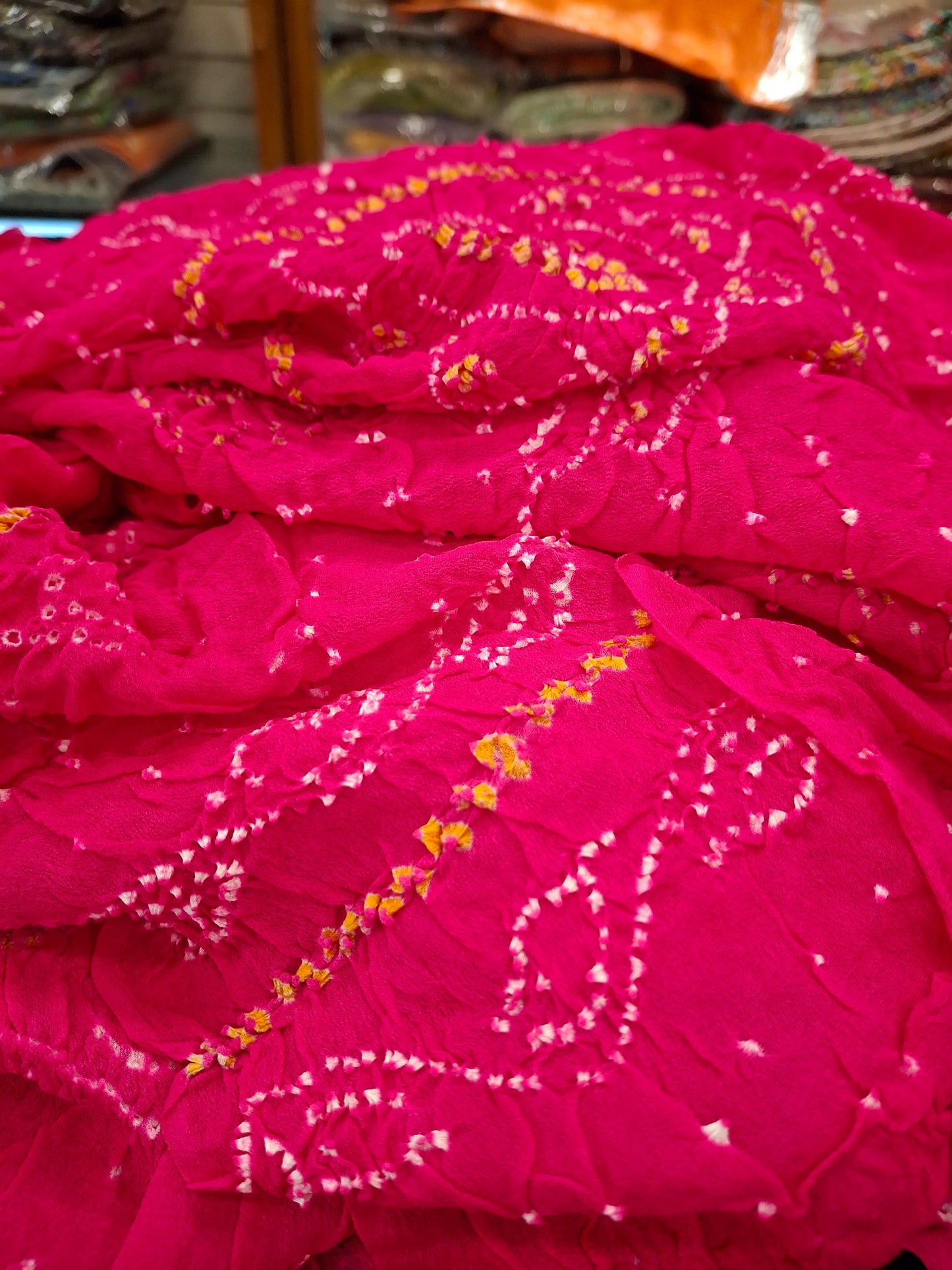 Pure crepe silk Rai Bandhej saree