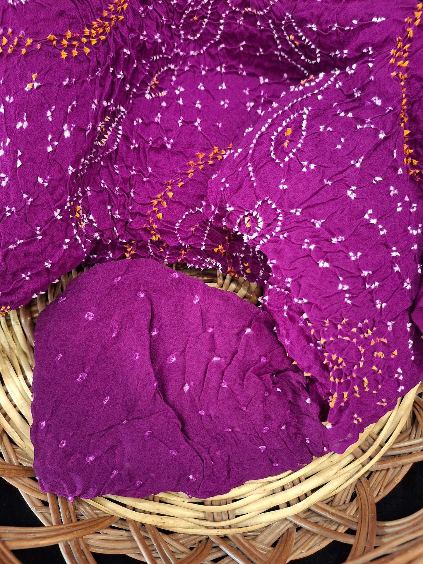 Pure crepe silk Rai Bandhej saree