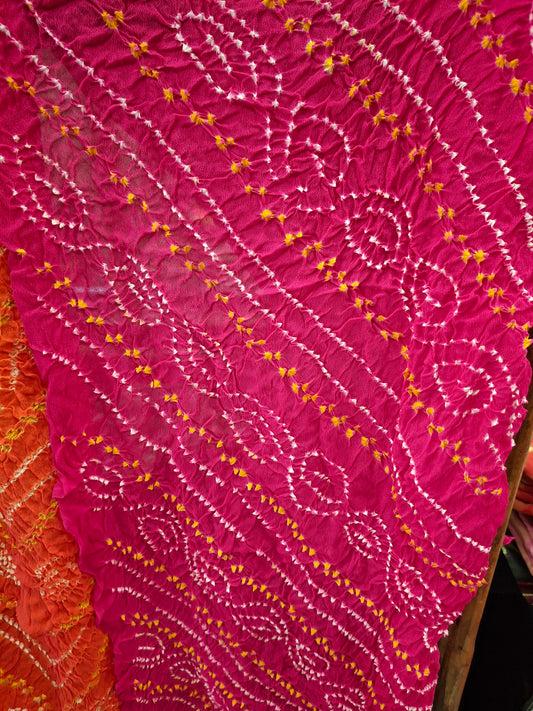Pure crepe silk Rai Bandhej Dupatta