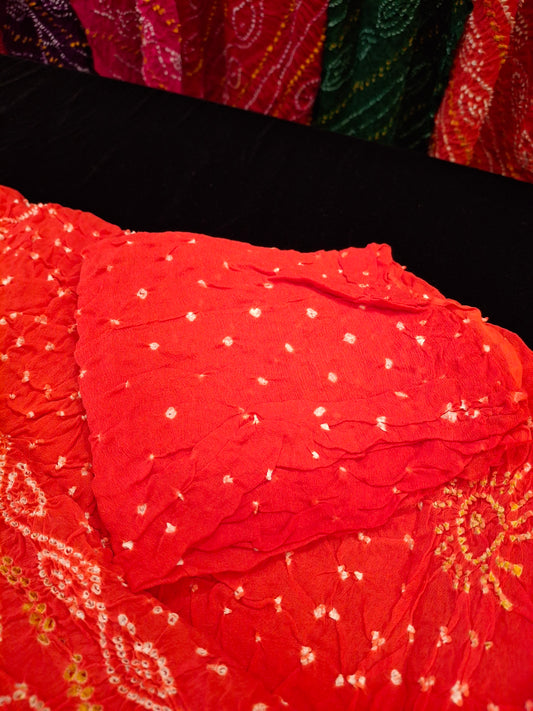 Pure crepe silk Rai Bandhej saree