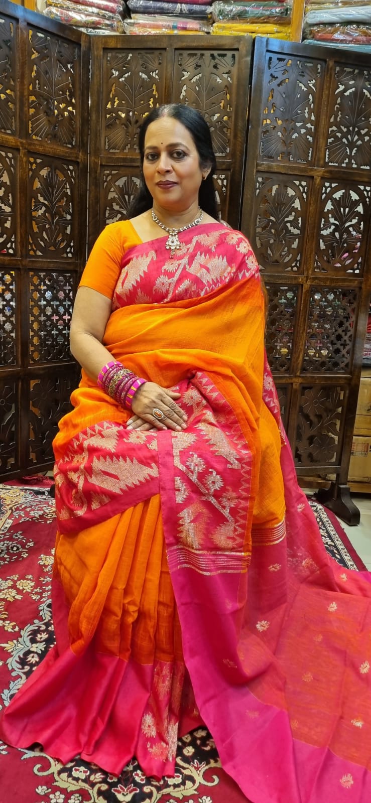 Pure Linen Jamdani saree