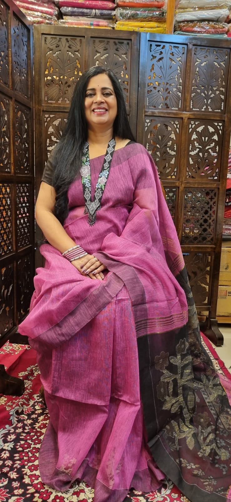 Linen Jamdani saree