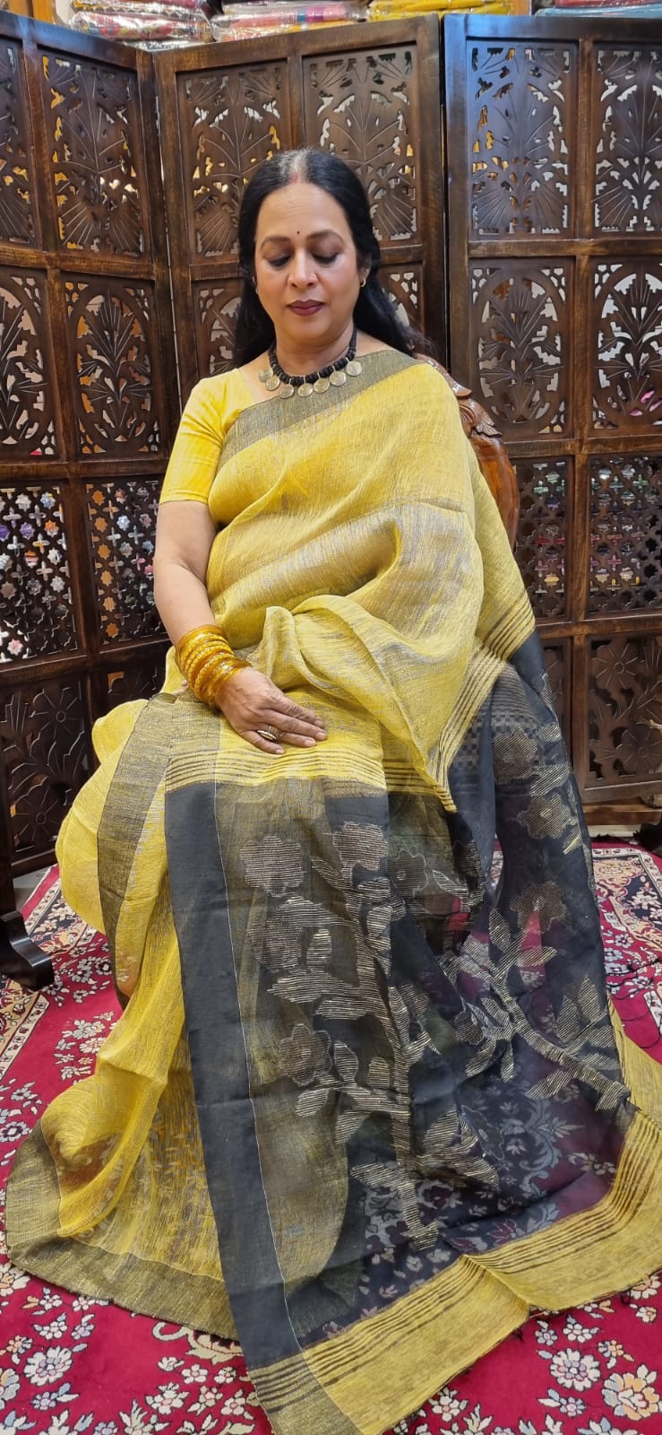 Linen Jamdani saree