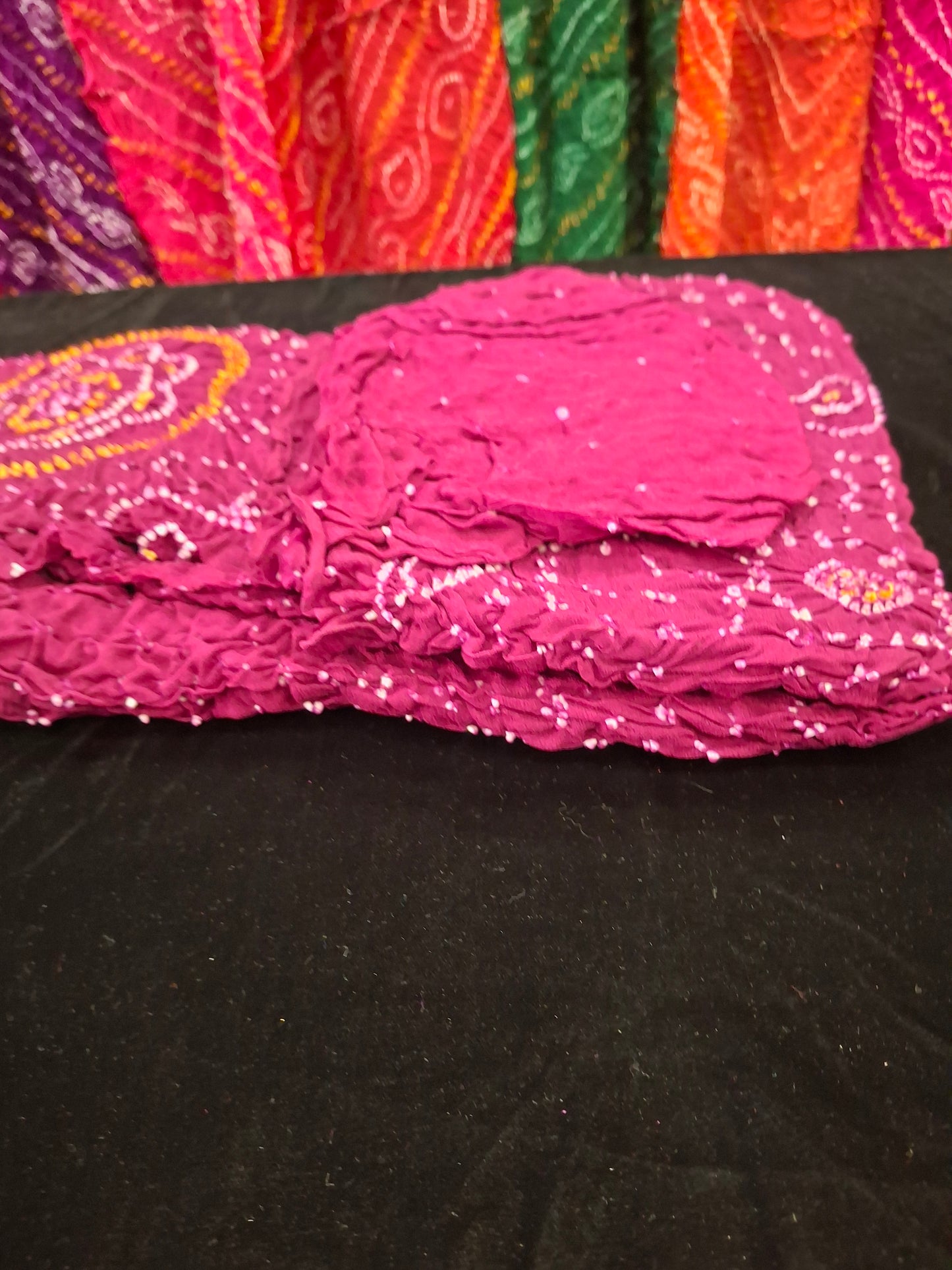 Pure crepe silk Rai Bandhej saree