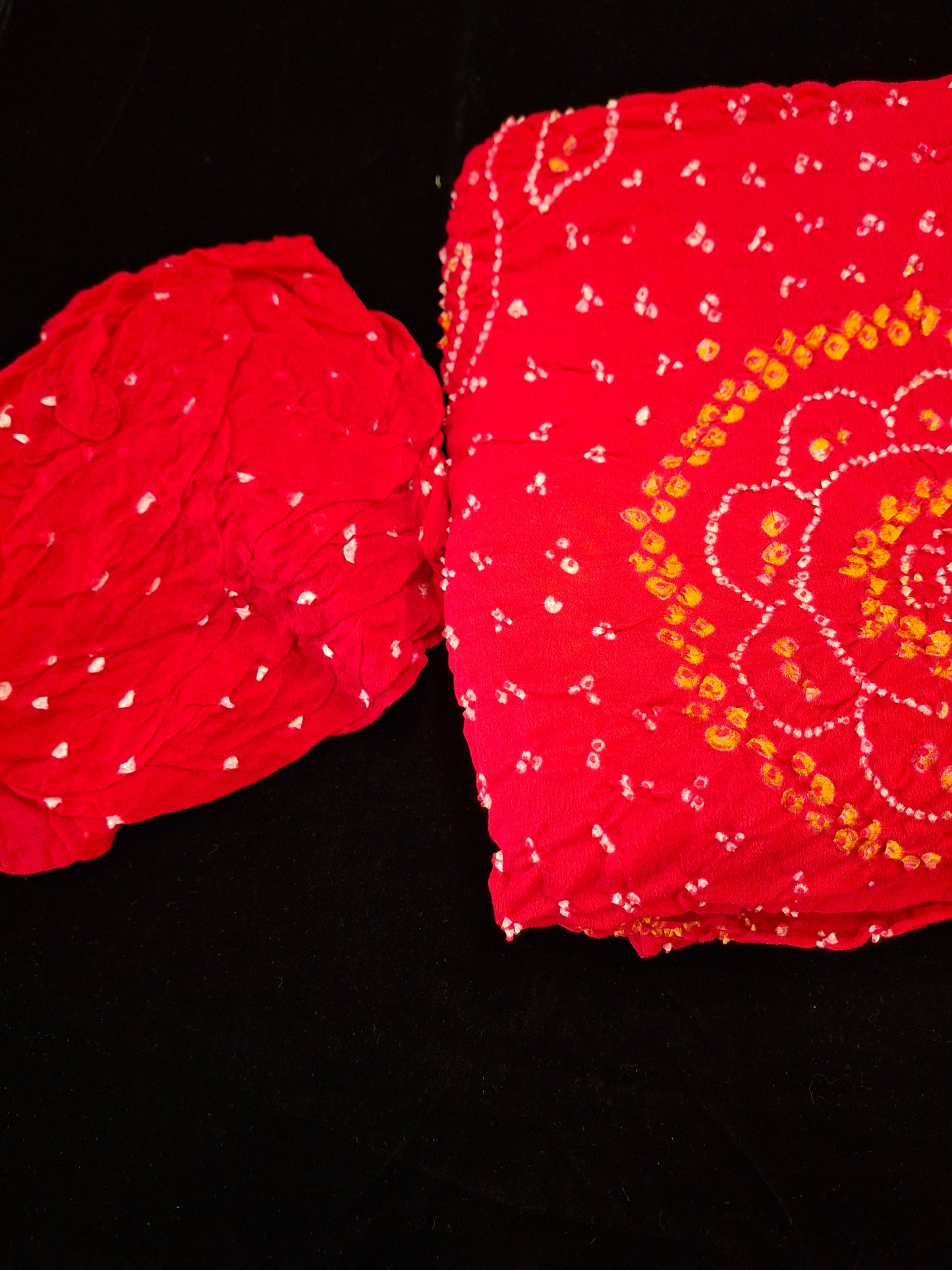 Pure crepe silk Rai Bandhej saree
