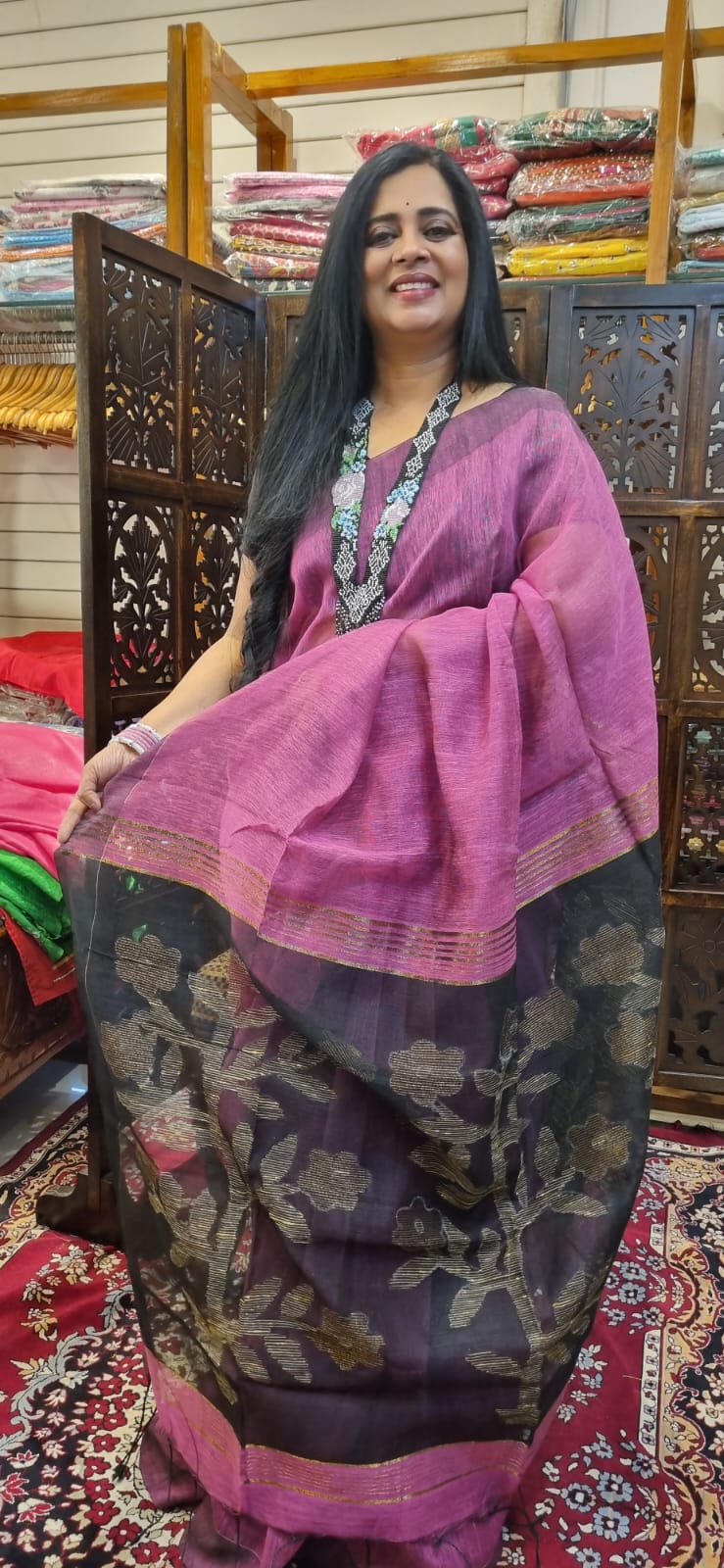 Linen Jamdani saree