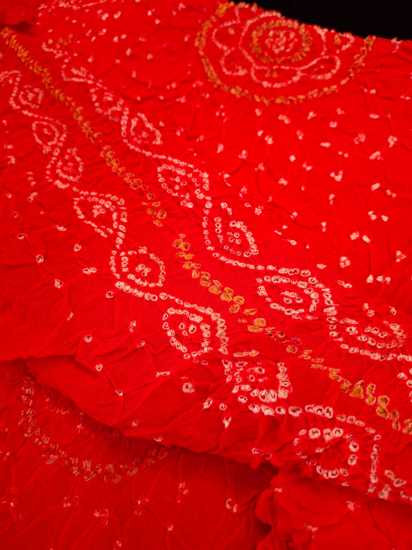 Pure crepe silk Rai Bandhej saree