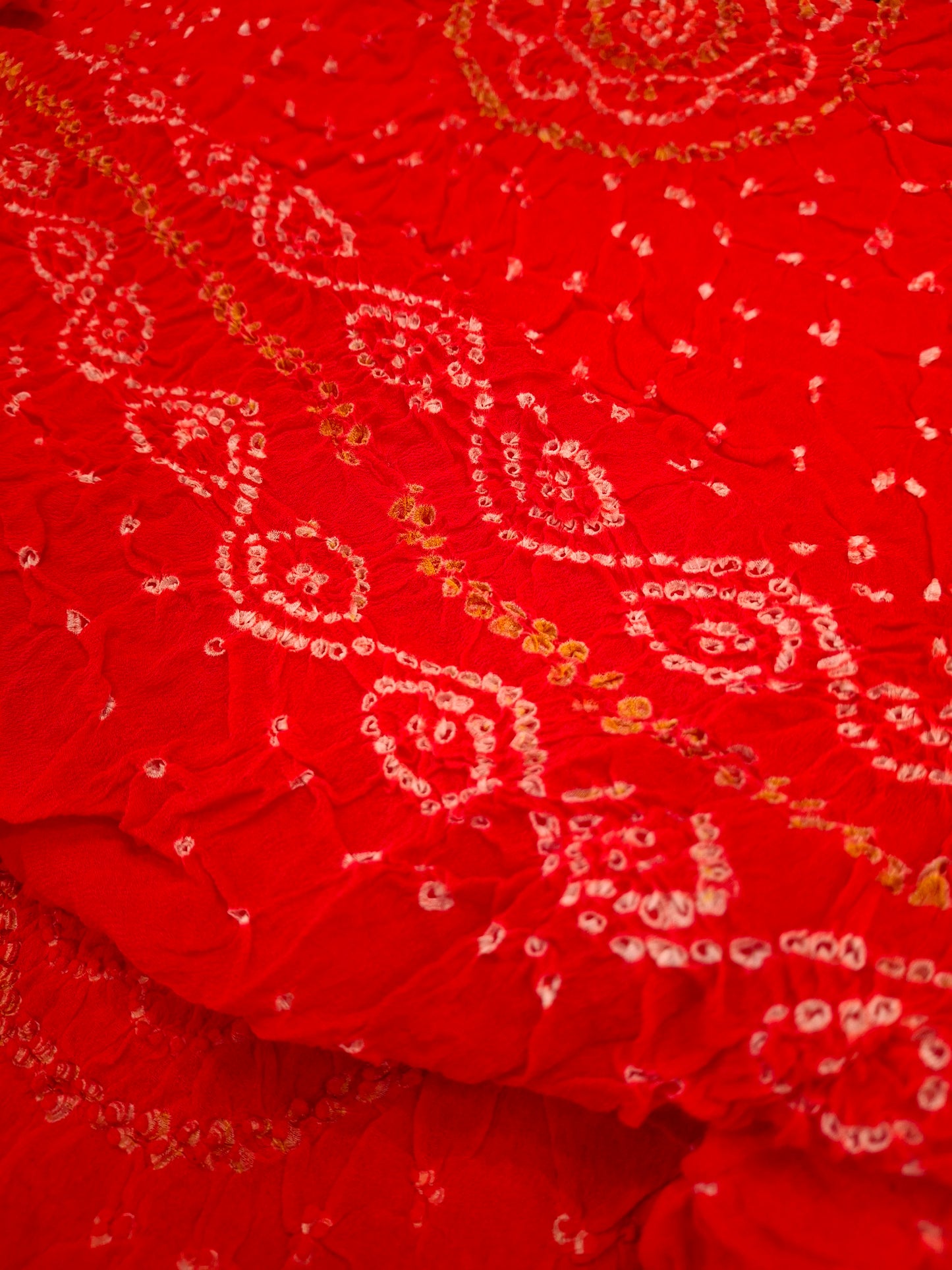 Pure crepe silk Rai Bandhej saree